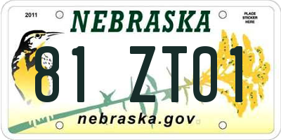 NE license plate 81ZT01