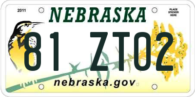 NE license plate 81ZT02