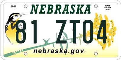 NE license plate 81ZT04