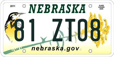 NE license plate 81ZT08