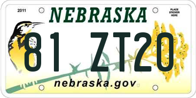 NE license plate 81ZT20