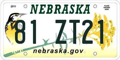 NE license plate 81ZT21