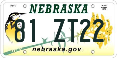 NE license plate 81ZT22