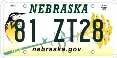 NE license plate 81ZT28