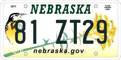 NE license plate 81ZT29