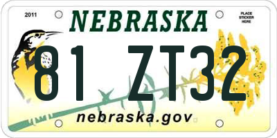 NE license plate 81ZT32