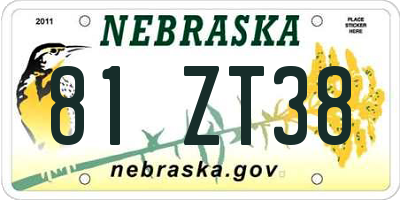 NE license plate 81ZT38