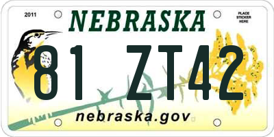 NE license plate 81ZT42