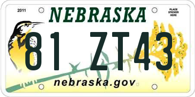 NE license plate 81ZT43