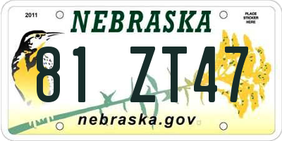 NE license plate 81ZT47