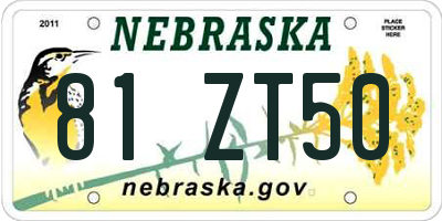 NE license plate 81ZT50