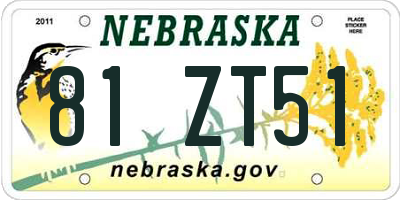 NE license plate 81ZT51