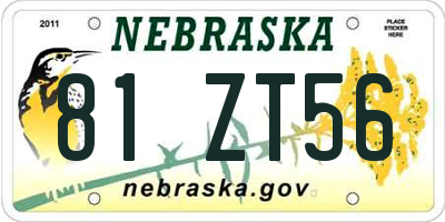 NE license plate 81ZT56
