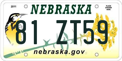 NE license plate 81ZT59