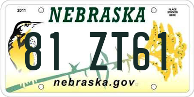 NE license plate 81ZT61