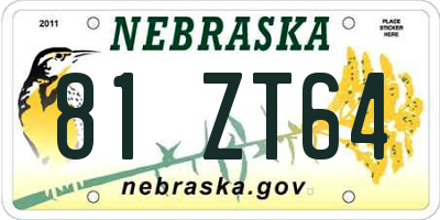 NE license plate 81ZT64