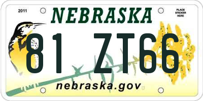 NE license plate 81ZT66