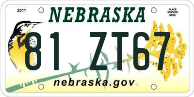 NE license plate 81ZT67