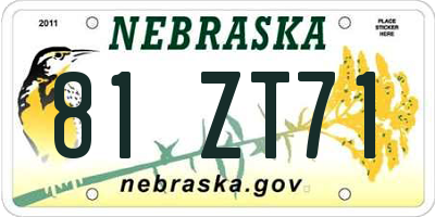 NE license plate 81ZT71