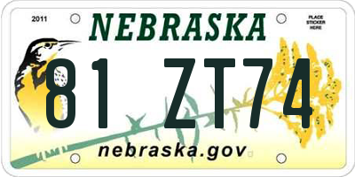 NE license plate 81ZT74