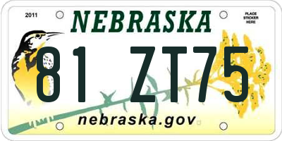 NE license plate 81ZT75