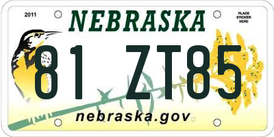 NE license plate 81ZT85