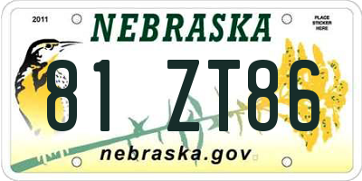 NE license plate 81ZT86