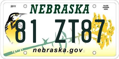 NE license plate 81ZT87