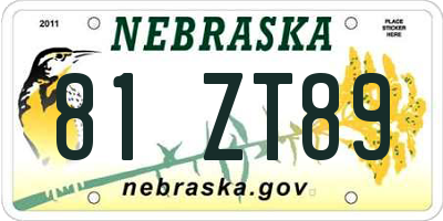 NE license plate 81ZT89