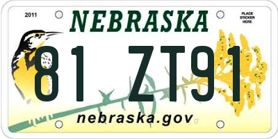 NE license plate 81ZT91