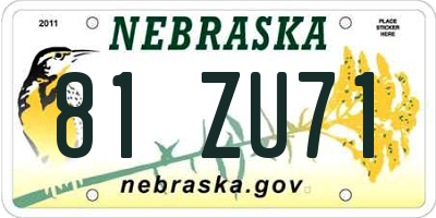 NE license plate 81ZU71