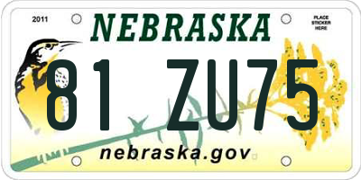 NE license plate 81ZU75