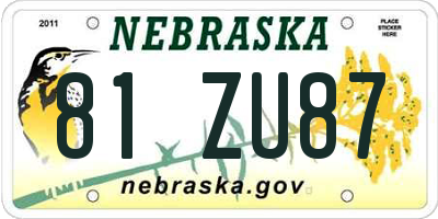 NE license plate 81ZU87