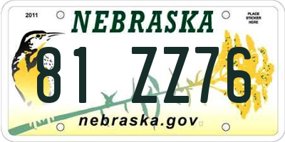 NE license plate 81ZZ76