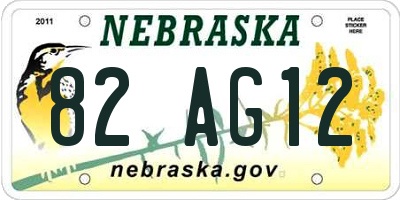 NE license plate 82AG12