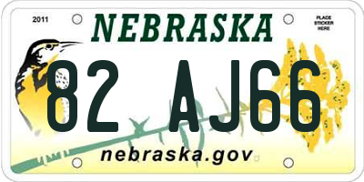 NE license plate 82AJ66