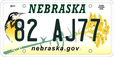 NE license plate 82AJ77
