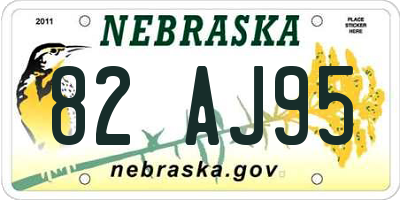NE license plate 82AJ95