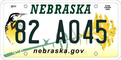 NE license plate 82AO45
