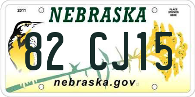 NE license plate 82CJ15
