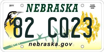NE license plate 82CQ23