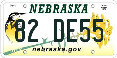 NE license plate 82DE55
