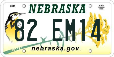 NE license plate 82EM14