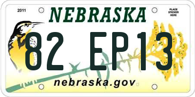 NE license plate 82EP13