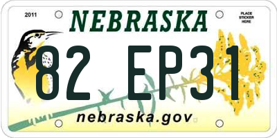 NE license plate 82EP31