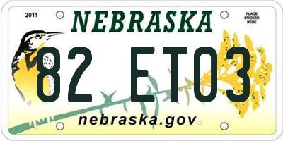 NE license plate 82ET03