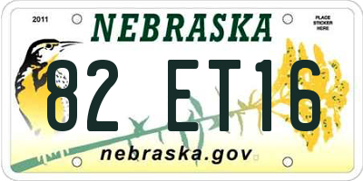 NE license plate 82ET16