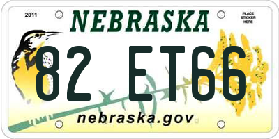 NE license plate 82ET66