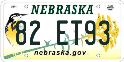 NE license plate 82ET93