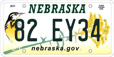 NE license plate 82EY34